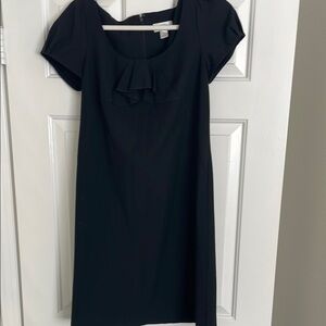 LOFT Black Sheath Puff Sleeve Mini Dress